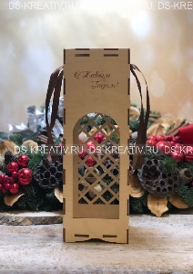 Коробка для вина из дерева на Новый Год, фото №2
