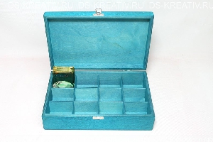 Коробка из фанеры для чая цвет Тиффани