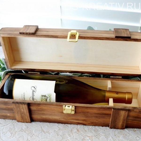 Деревянная коробка для вина с замком