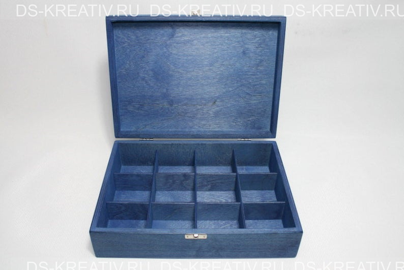 Коробка для чайных пакетиков `Синий` 12
