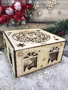 Коробка для подарков на Новый Год из дерева, фото №2