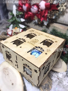 Деревянная коробка для елочных игрушек