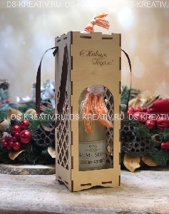 Коробка для вина из дерева на Новый Год