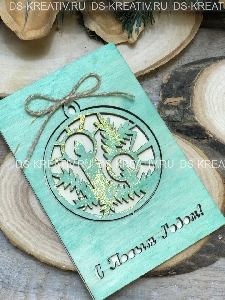 Деревянная открытка на Новый Год - Свечи, фото №2