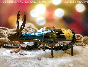 Новогодняя подставка Олень с Шампанским, фото №3