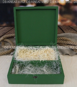 Зеленая коробка для подарка из дерева, фото №3