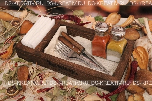 Поднос для подачи ножей, вилок салфеток из дерева, фото №2